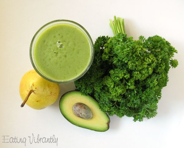 Parsley Pear Green Smoothie Top View