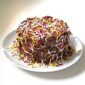 Raw chocolate cake with sprinkles