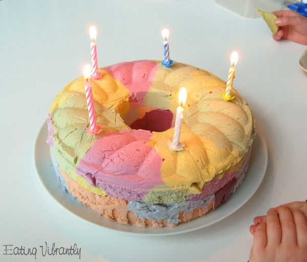 Vegan ice cream cake with candles