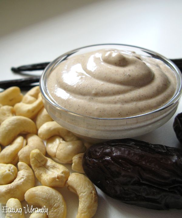 Raw vegan cashew cream closeup
