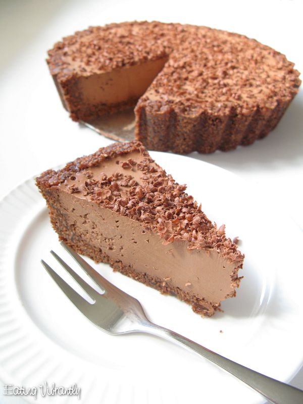 Raw vegan chocolate cheesecake slice