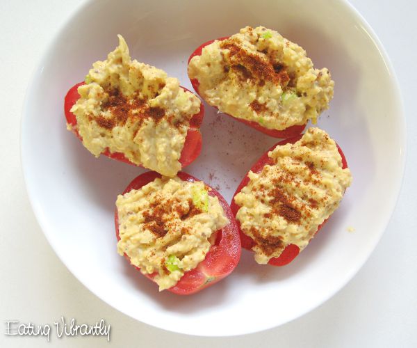 Vegan Deviled Egg Filling with tomatoes